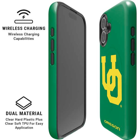 University of Oregon UO on Green iPhone 16 Plus Magsafe Impact Case